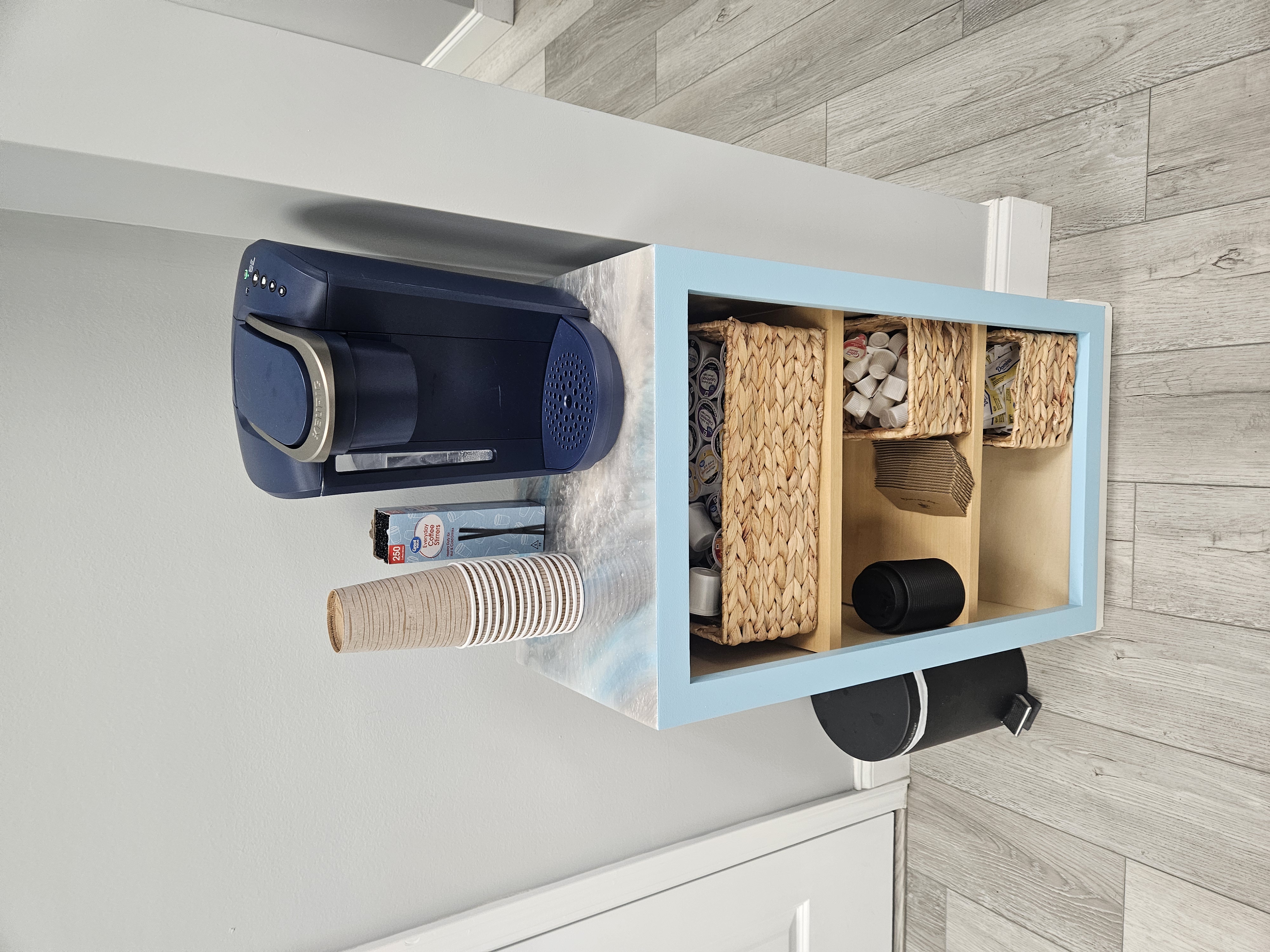 cute coffee station with epoxy finish